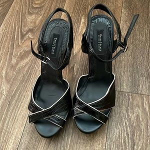 White House Black Market Open Toe , Ankle Strap, Black Pump